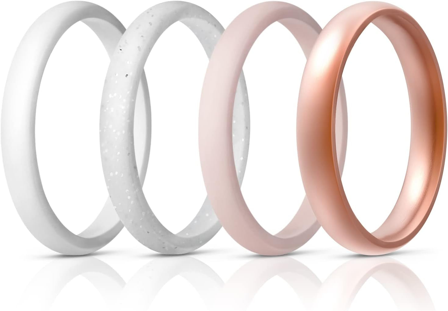 Women'S Bridal Rings Sets, Thin and Stackable Rings Silicone Women Wedding Bands，Rubber Promise Rings for Gift, Anniversary Ring for Work Out- 2.5Mm Width - 1.8Mm Thick