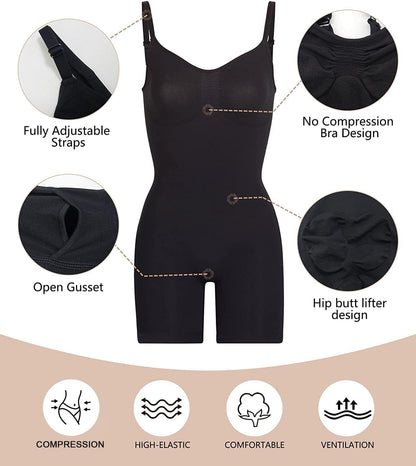 Women'S Seamless Shapewear Bodysuit Tummy Control Body Shaper Waist Snatching Body Suit