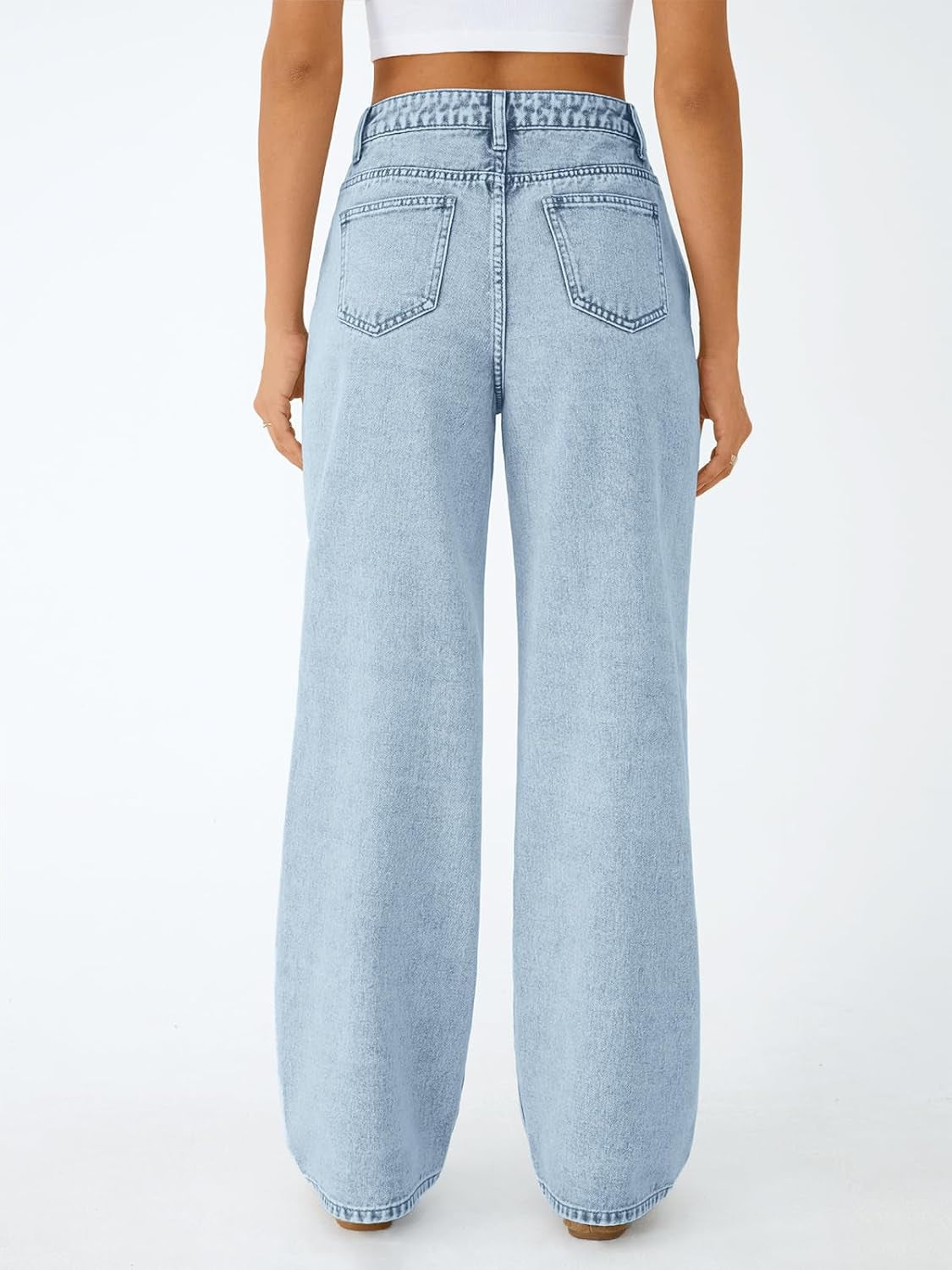 Women'S High Waisted Straight Wide Leg Jeans, Comfort Stretch Baggy Denim Pants