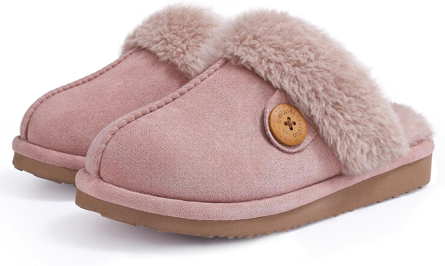 Women'S Fuzzy Memory Foam Slippers Fluffy Winter House Shoes Indoor and Outdoor