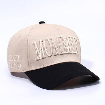 Vintage Two-Tone Trucker Hat Adjustable Baseball Cap with Mommin Embroidery Ponytail Fit Unisex Outdoor Casual Headwear