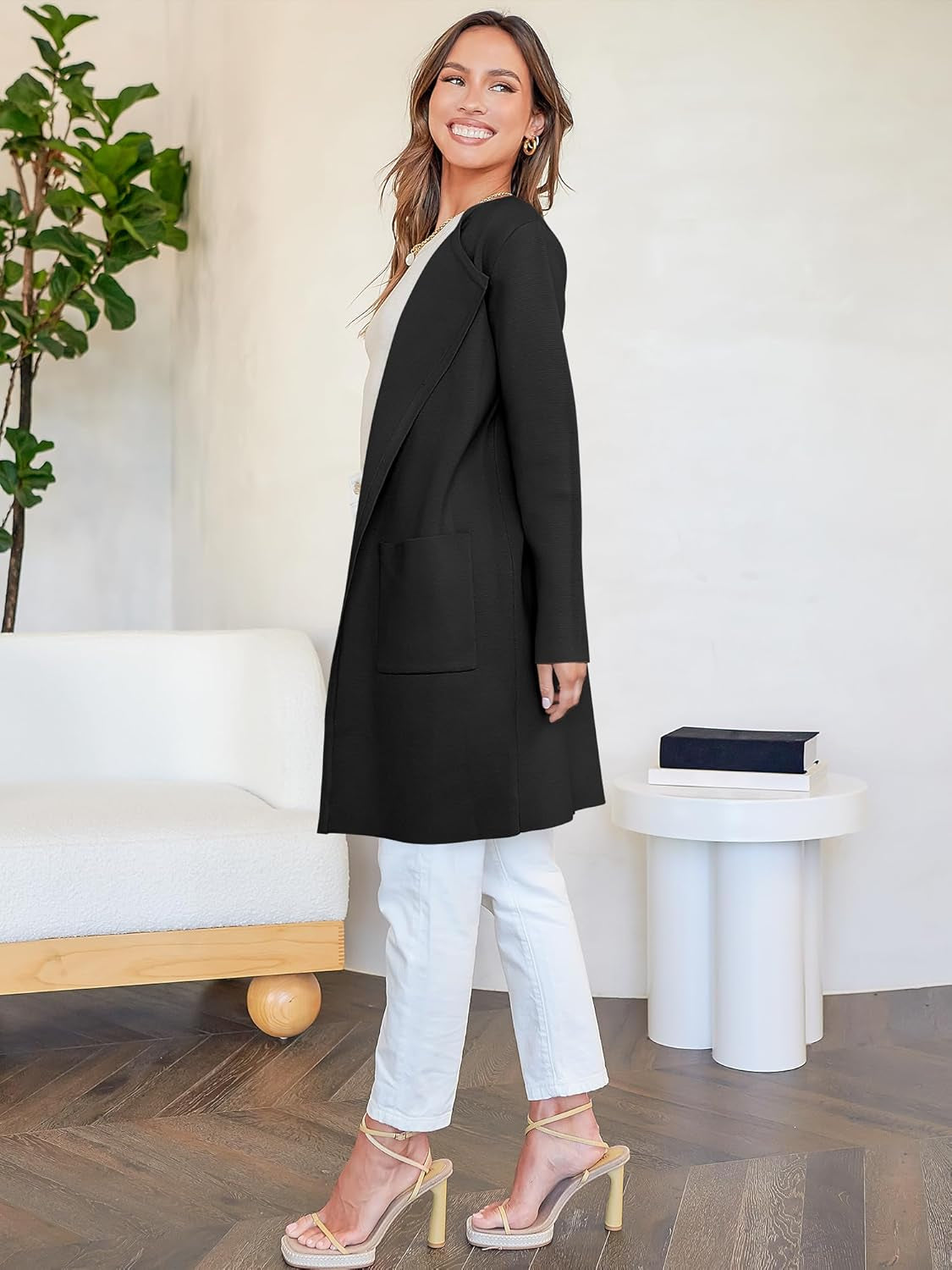 Womens Cardigan Sweater Open Front Knit Long Coatigan Dressy Casual Jacket Coat 2025 Fall Outfits Classy Clothes