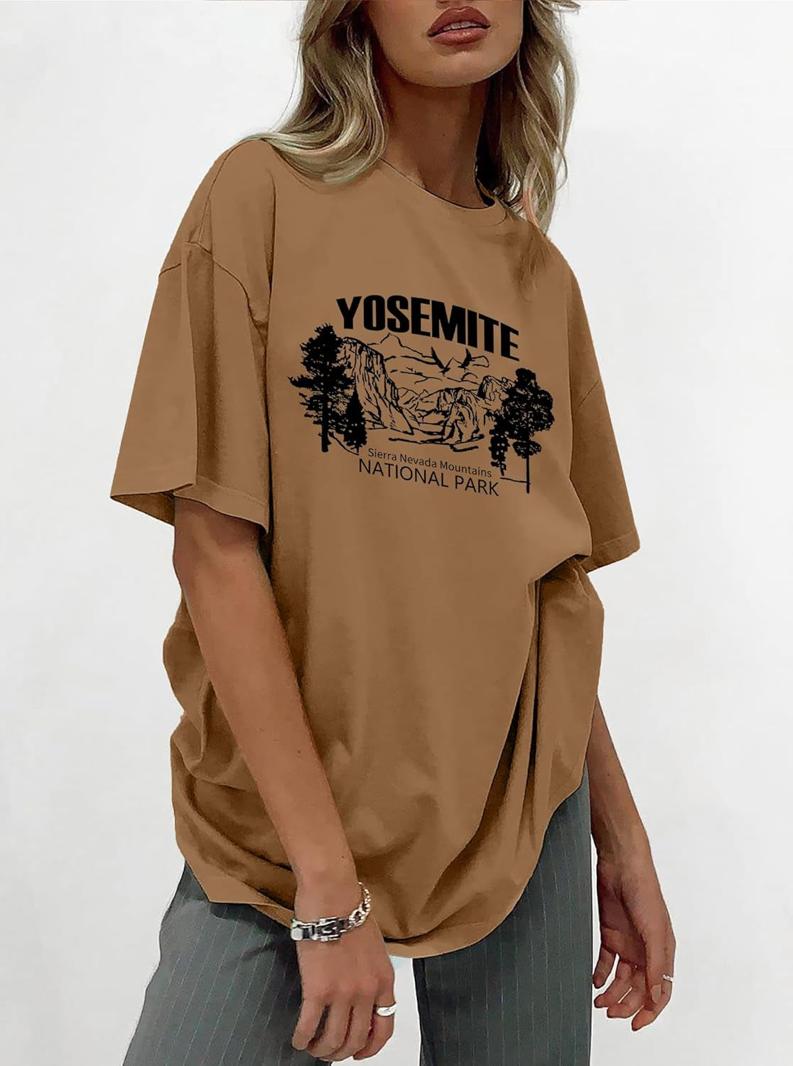 Women'S Graphic Oversized Tshirt Vintage Half Sleeve round Neck Baggy Tee Summer Casual Tunic Shirt