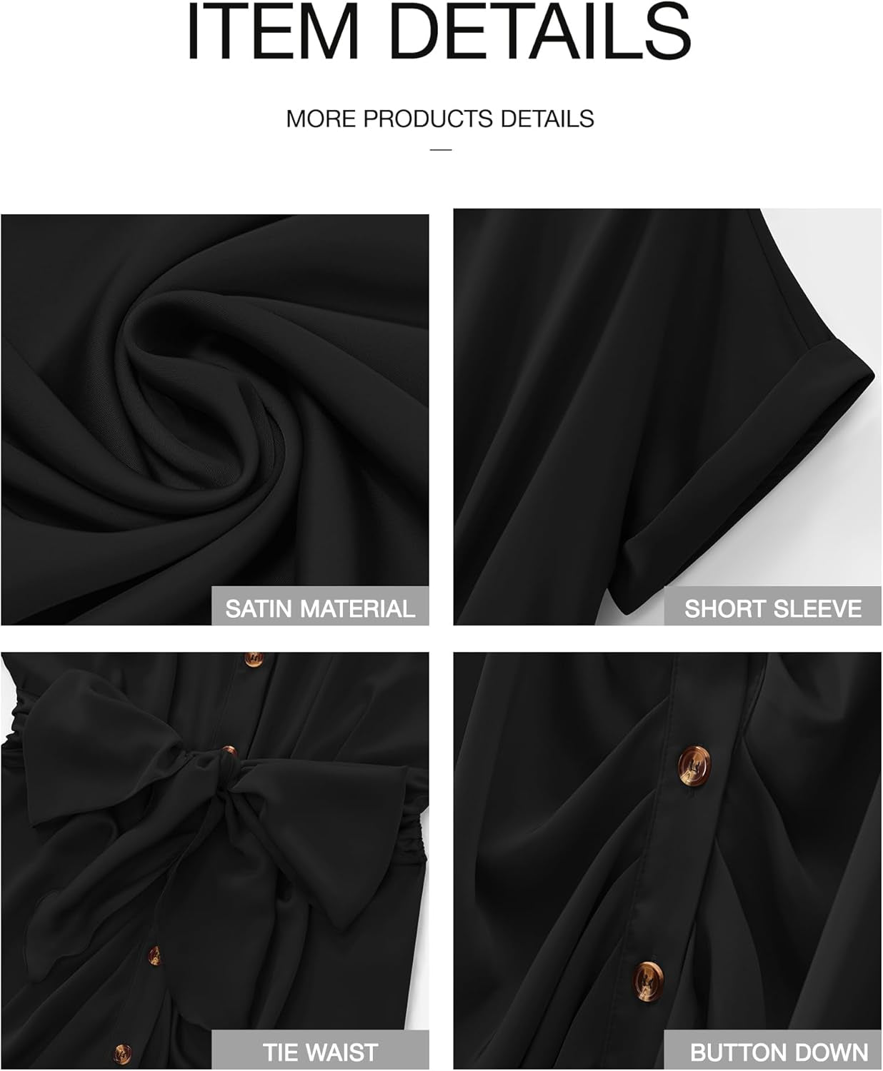 Shirt Dresses for Women Button down Short Sleeve Satin Ruched Maxi Spring Dress 2026 Cocktail Party Wedding Guest