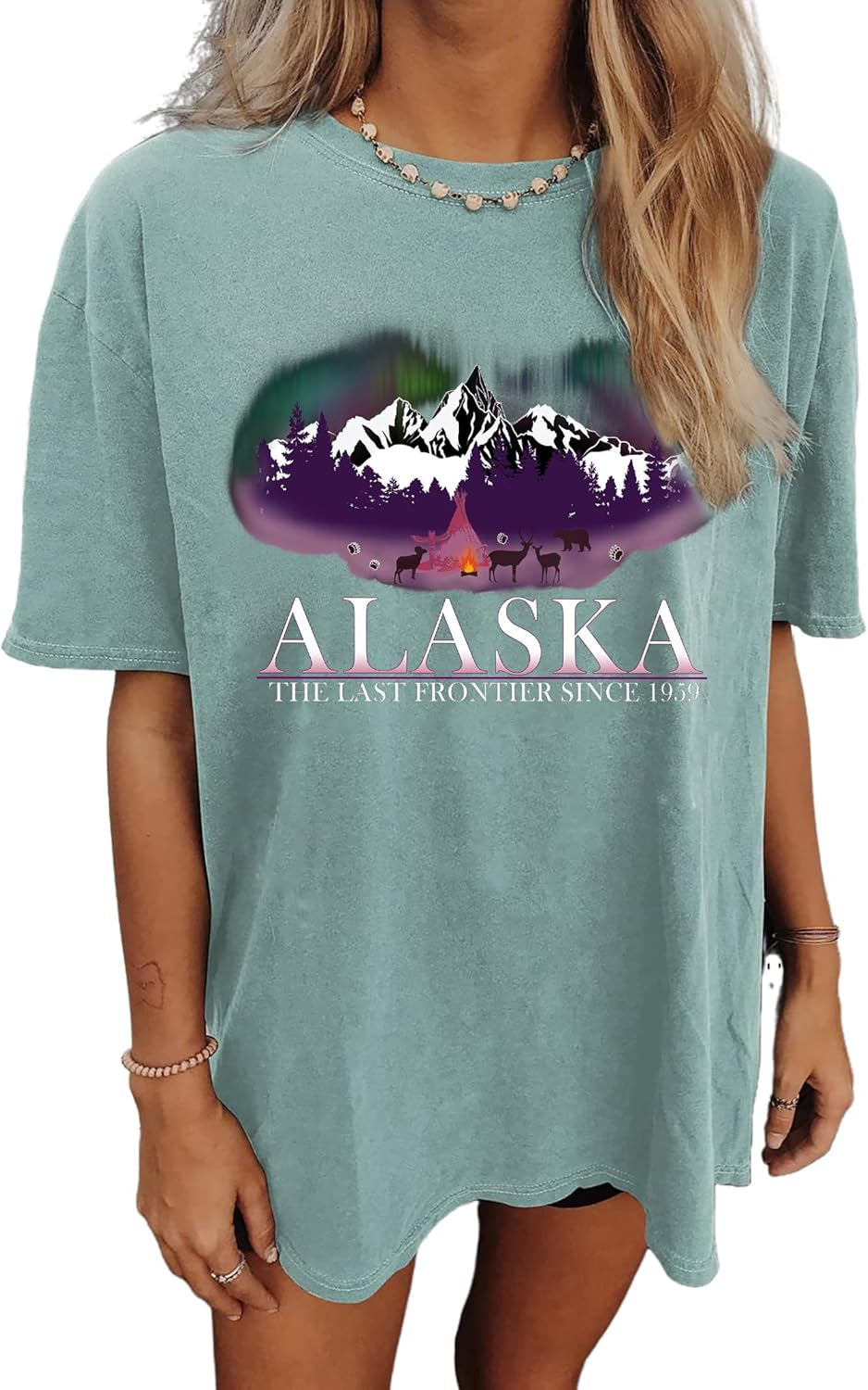 Women'S Graphic Oversized Tshirt Vintage Half Sleeve round Neck Baggy Tee Summer Casual Tunic Shirt