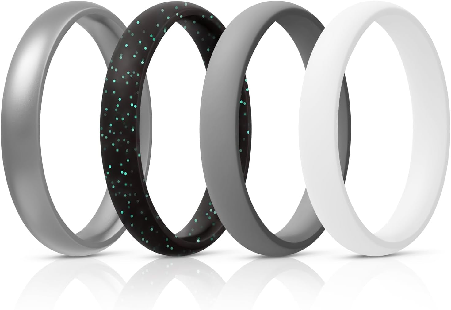 Women'S Bridal Rings Sets, Thin and Stackable Rings Silicone Women Wedding Bands，Rubber Promise Rings for Gift, Anniversary Ring for Work Out- 2.5Mm Width - 1.8Mm Thick