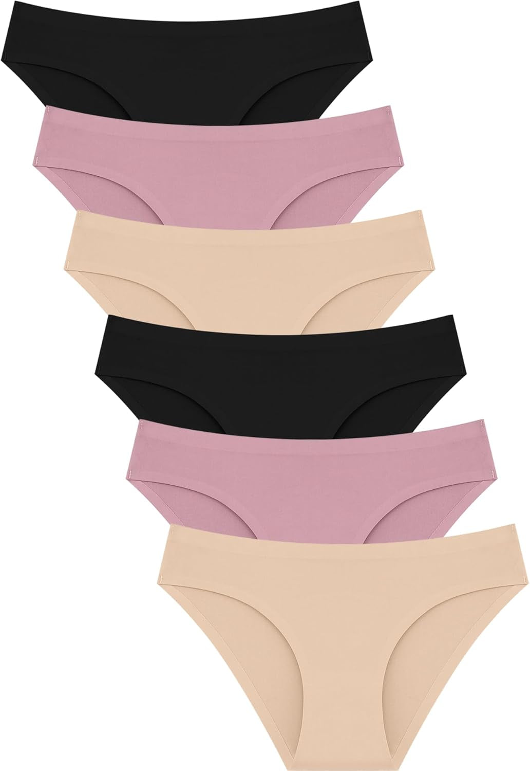 6 Pack Women’S Seamless Hipster Underwear No Show Panties Invisibles Briefs Soft Stretch Bikini Underwears XS-XL