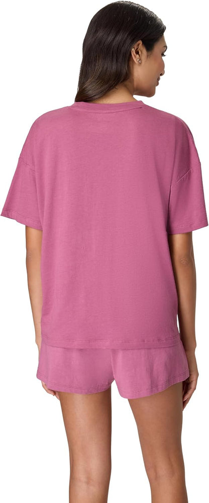 Womens Originals 2 Piece Lounge Set, Comfywear Supersoft Boxy T-Shirt & Sleep Shorts Loungewear Set