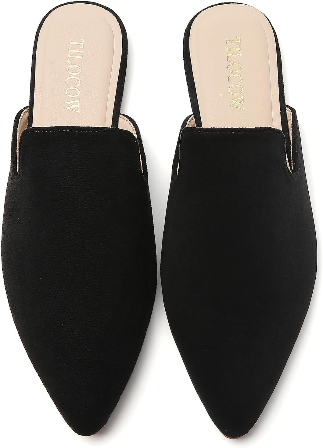 Mules for Woman Comfortable Pointed Toe Backless Loafers Flat Mule Business Casual Shoes Slides Slip On