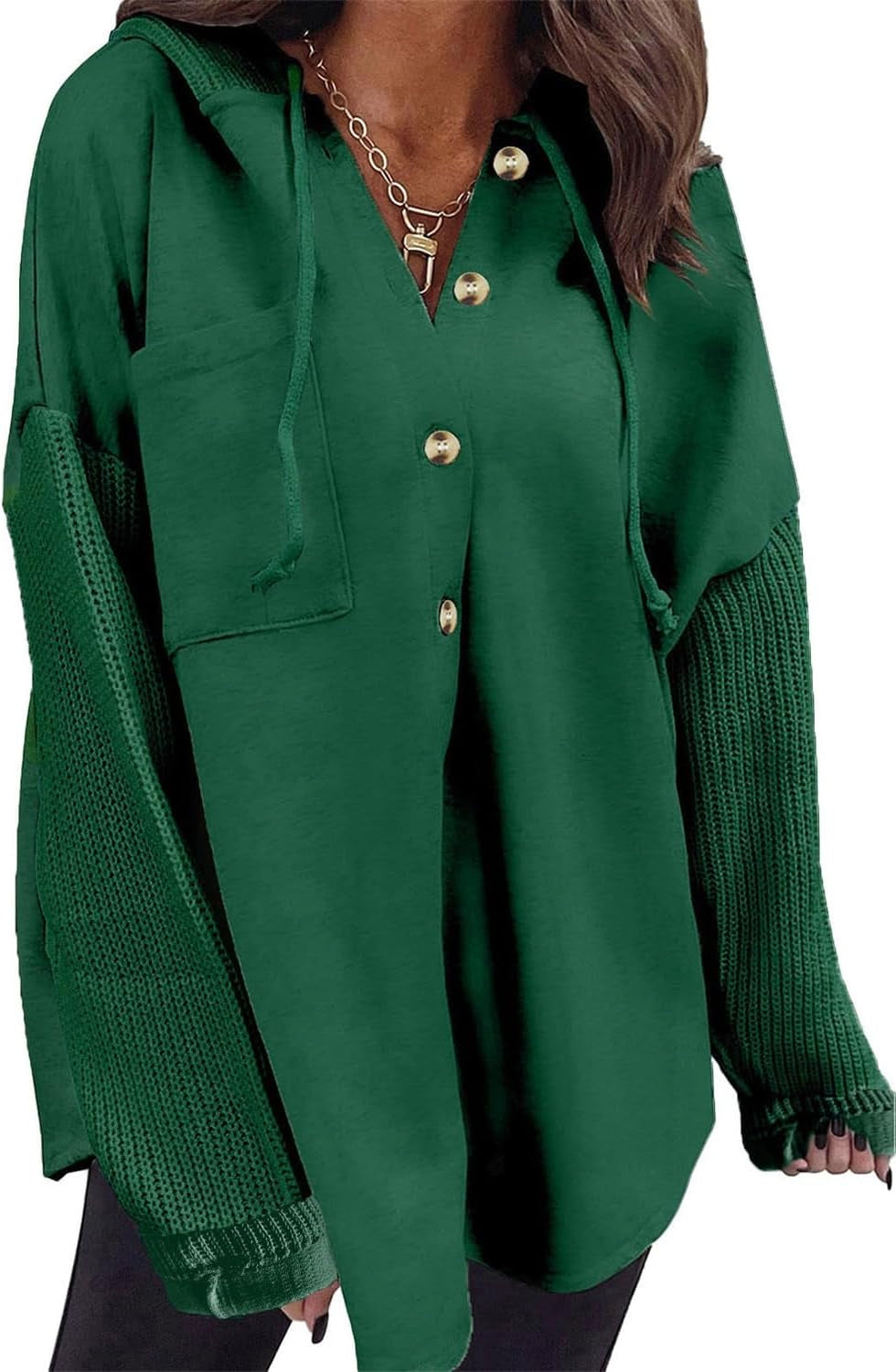 Oversized Sweatshirt for Women Loose Fit Casual Long Sleeve Button Hooded Sweatshirts Hoodies with Pocket