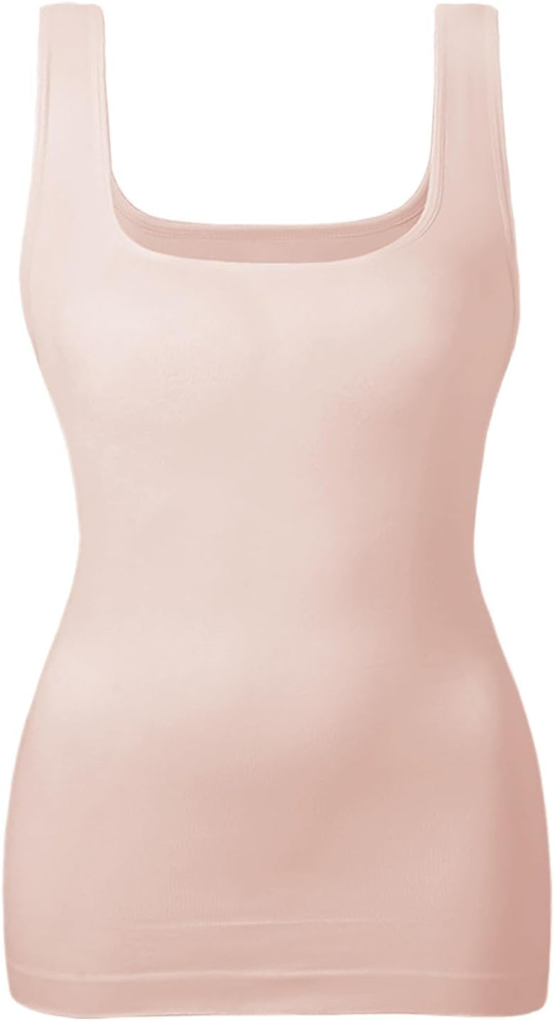 Women'S Tummy Control Shapewear Tank Tops Seamless Square Neck Compression Tops Slimming Body Shaper Camisole