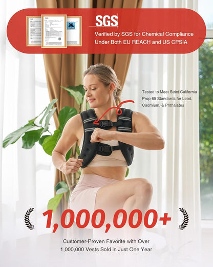 Weighted Vest, 6Lb/8Lb/12Lb/16Lb/20Lb/25Lb/30Lb Weight Vest with Reflective Stripe for Workout, Strength Training, Running, Fitness, Muscle Building, Weight Loss, Weightlifting