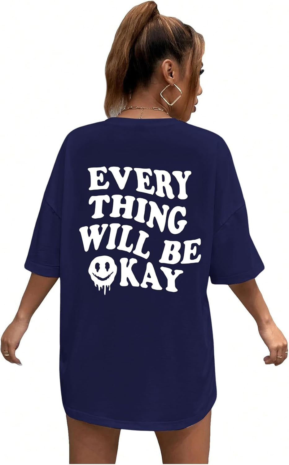 Women'S Oversized T Shirts Graphic Tees Letter Print Casual Trendy Summer Loose Tops