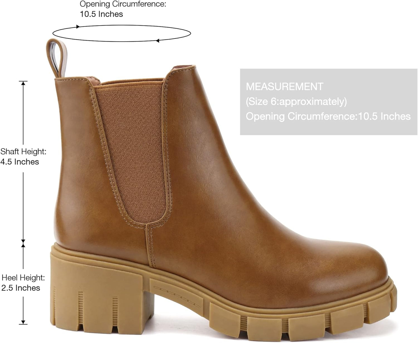 Women Platform Ankle Boots Elastic Chelsea Boots Mid Heel Slip on Booties