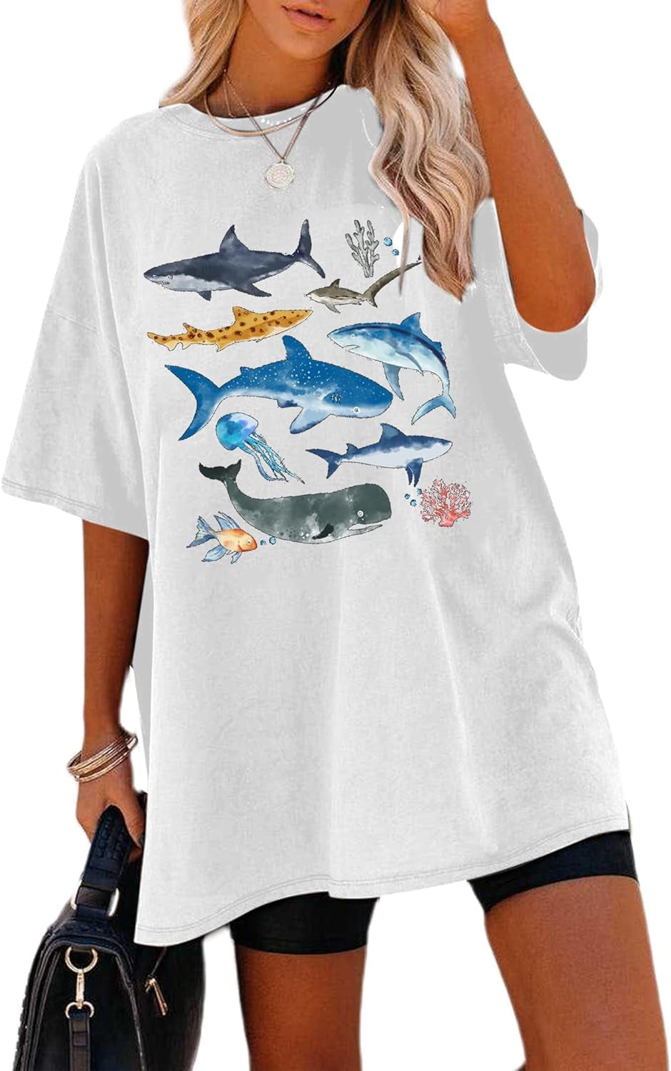 Women'S Casual Oversized T Shirt Short Sleeve Graphic Tee Letter Sun Moon Shirts