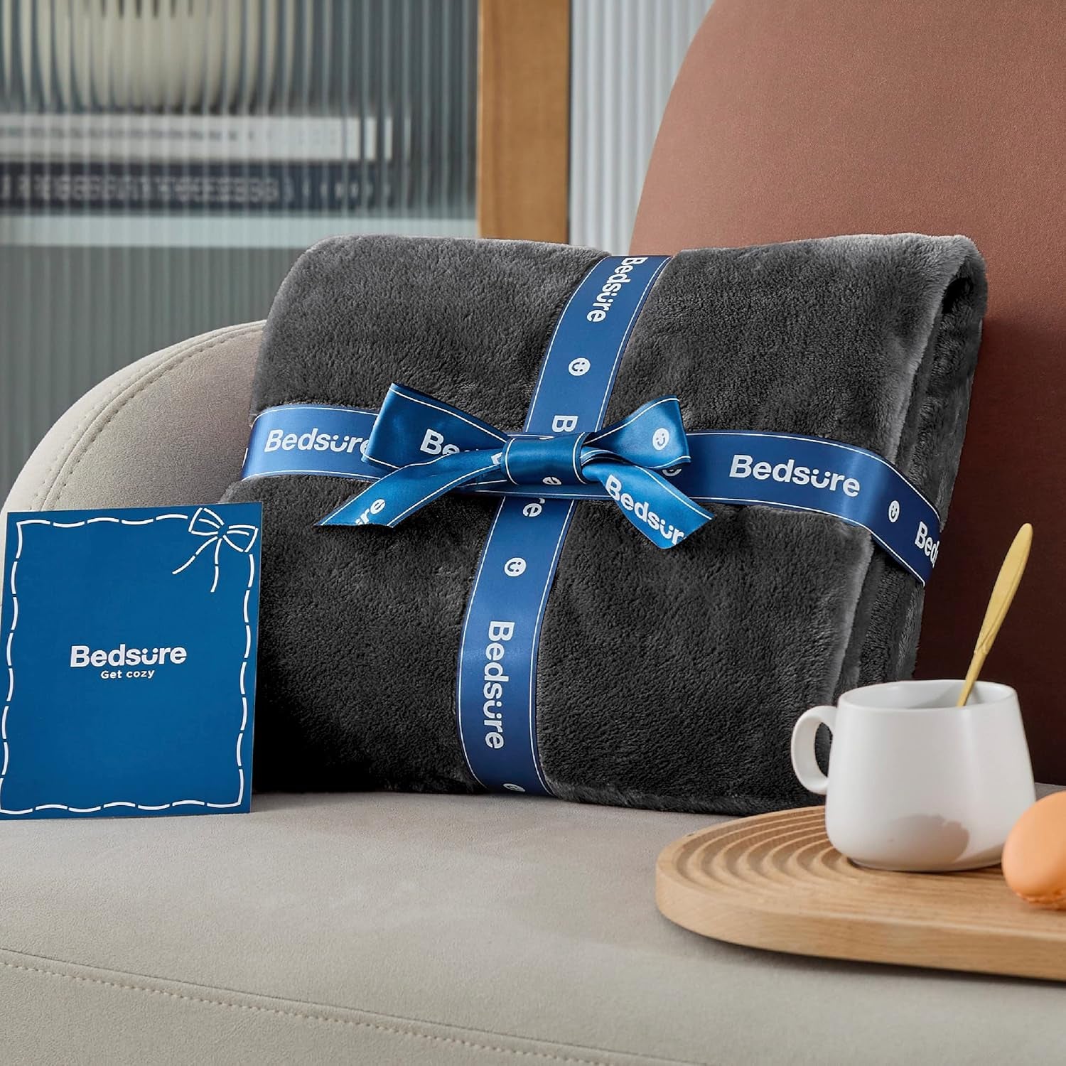 Gentlesoft Fleece Blankets Queen Size Dark Grey - Bed Blanket Soft Lightweight Plush Fuzzy Cozy Luxury Microfiber, 90X90 Inches