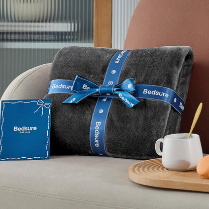 Gentlesoft Fleece Blankets Queen Size Dark Grey - Bed Blanket Soft Lightweight Plush Fuzzy Cozy Luxury Microfiber, 90X90 Inches