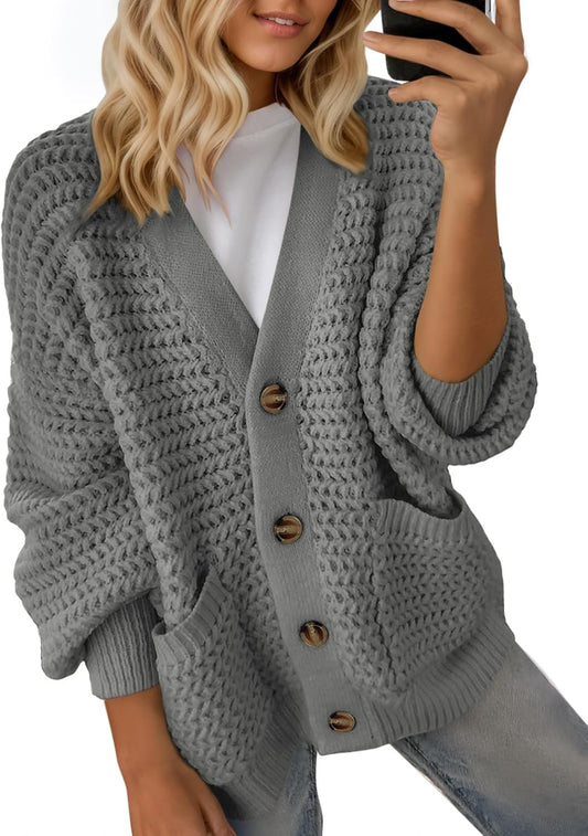 Women'S 2025 Fashion Casual Open Front Long Sleeve Chunky Knit Cardigans Sweaters Outerwear Coats