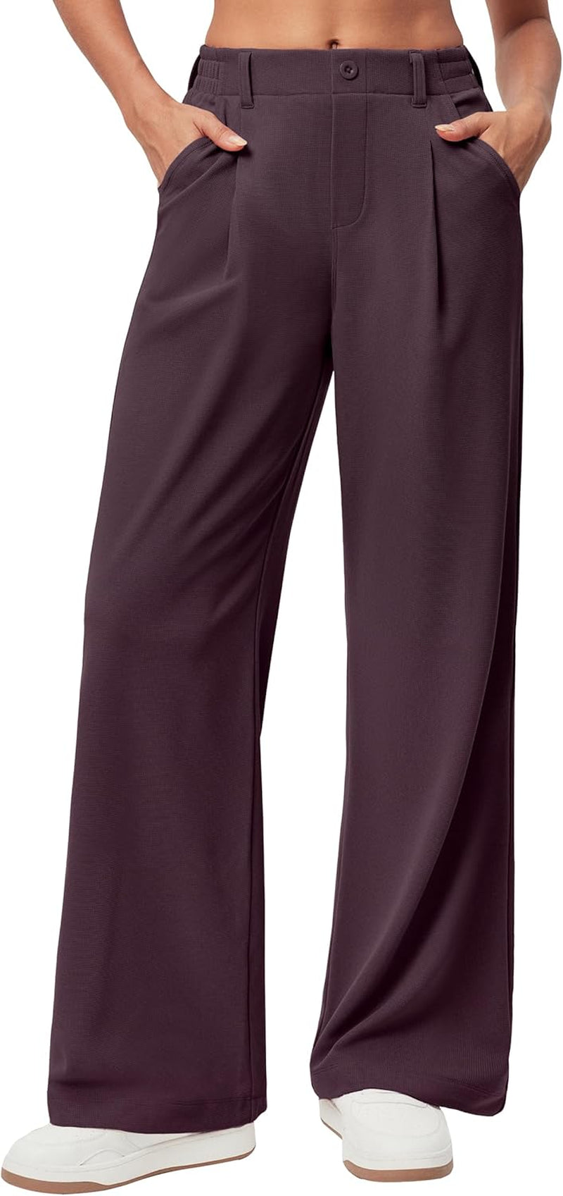 Wide Leg Pants Woman Stretchy Work Dress Pants Women Pull on Business Casual Slacks Trousers Fall Outfits 26"/28"