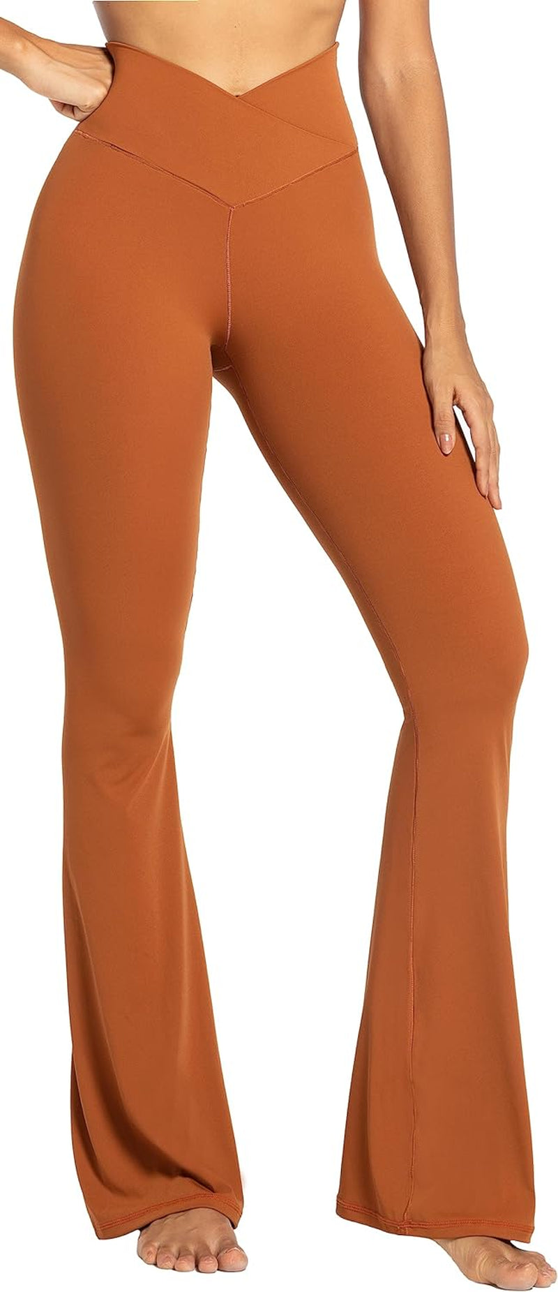 Flare Leggings, Crossover Yoga Pants with Tummy Control, High-Waisted and Wide Leg