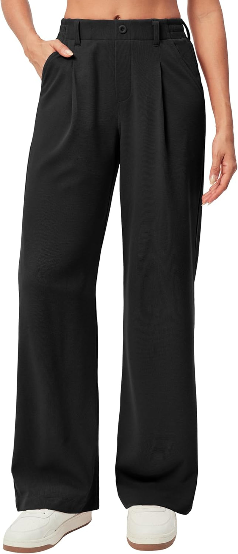 Wide Leg Pants Woman Stretchy Work Dress Pants Women Pull on Business Casual Slacks Trousers Fall Outfits 26"/28"