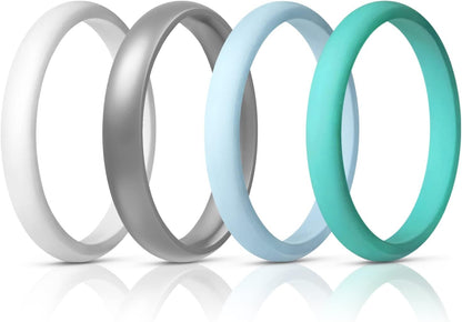 Women'S Bridal Rings Sets, Thin and Stackable Rings Silicone Women Wedding Bands，Rubber Promise Rings for Gift, Anniversary Ring for Work Out- 2.5Mm Width - 1.8Mm Thick