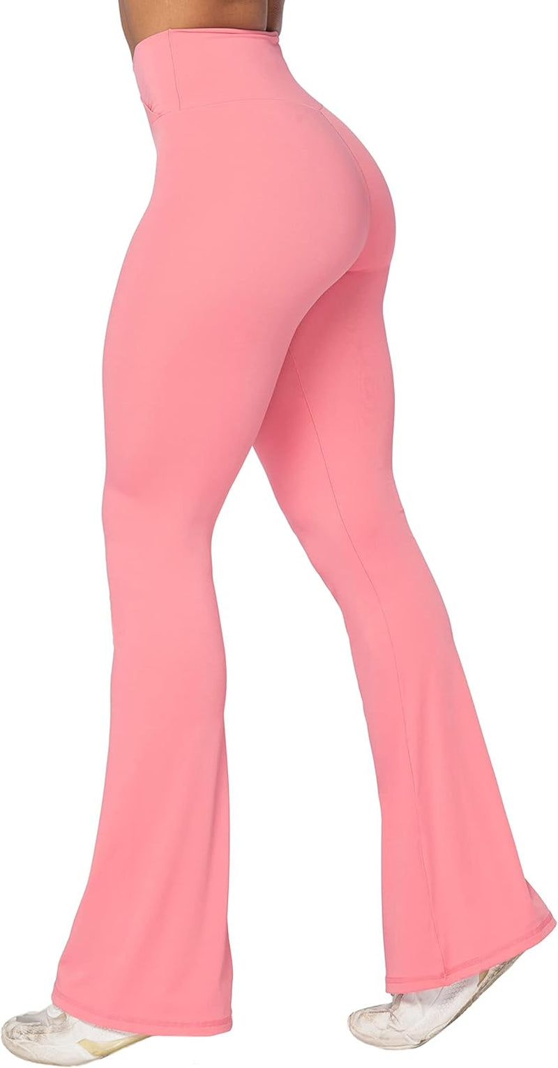 Flare Leggings, Crossover Yoga Pants with Tummy Control, High-Waisted and Wide Leg