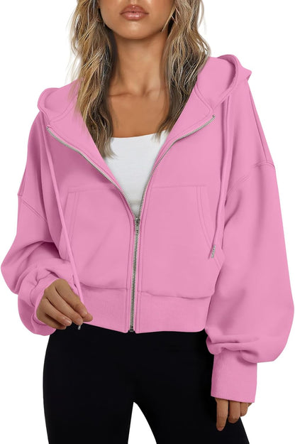 Hoodies for Women Full Zip up Cropped Sweatshirts Jackets Casual Comfy Gym Tops Fall Outfits Winter Clothes 2026