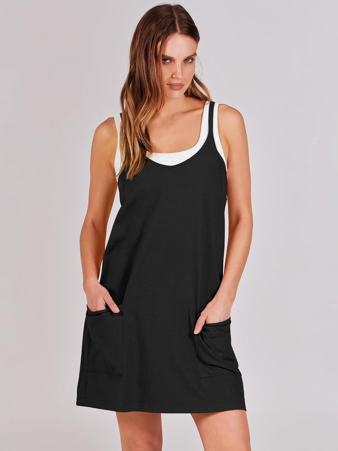 Women Athletic Dress Summer Tennis Workout Active Sports Mini Romper Dress Built in Shorts Travel Vacation Clothes