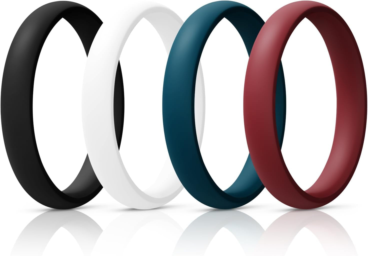 Women'S Bridal Rings Sets, Thin and Stackable Rings Silicone Women Wedding Bands，Rubber Promise Rings for Gift, Anniversary Ring for Work Out- 2.5Mm Width - 1.8Mm Thick