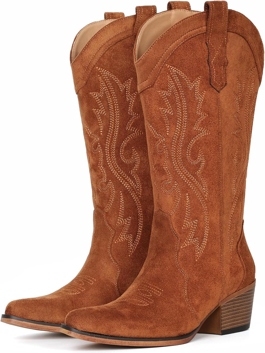 Cowboy Boots for Women Western Cowgirl Boots with Chunky Heel Mid Calf Snip Toe Ideal for Low Insteps