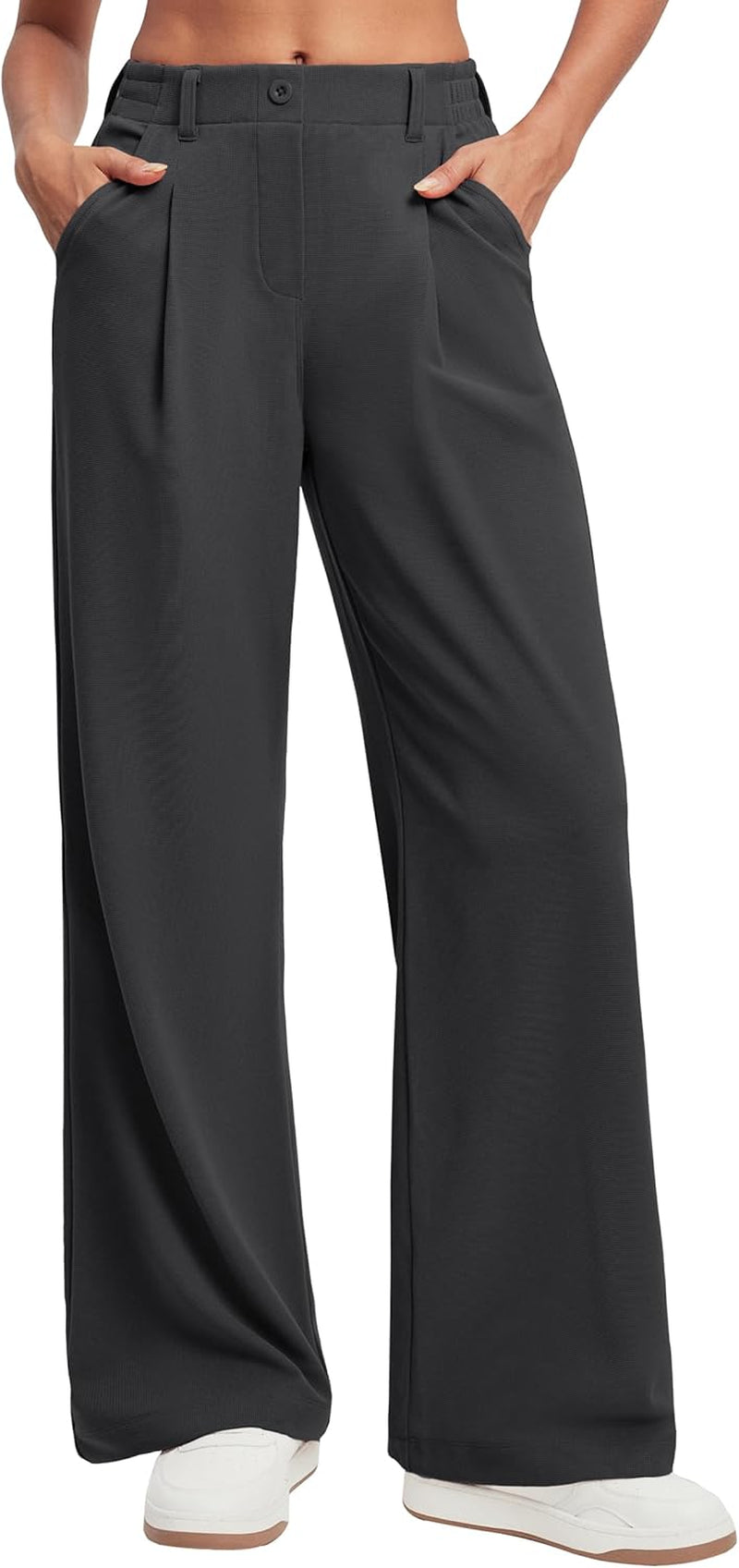 Wide Leg Pants Woman Stretchy Work Dress Pants Women Pull on Business Casual Slacks Trousers Fall Outfits 26"/28"