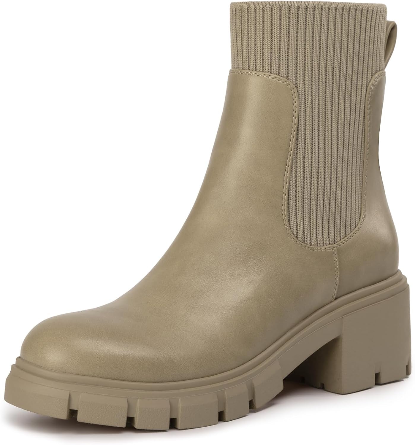 Women'S Chelsea Boots Fashion Slip on Platform Ankle Boots Lug Sole Chunky Booties