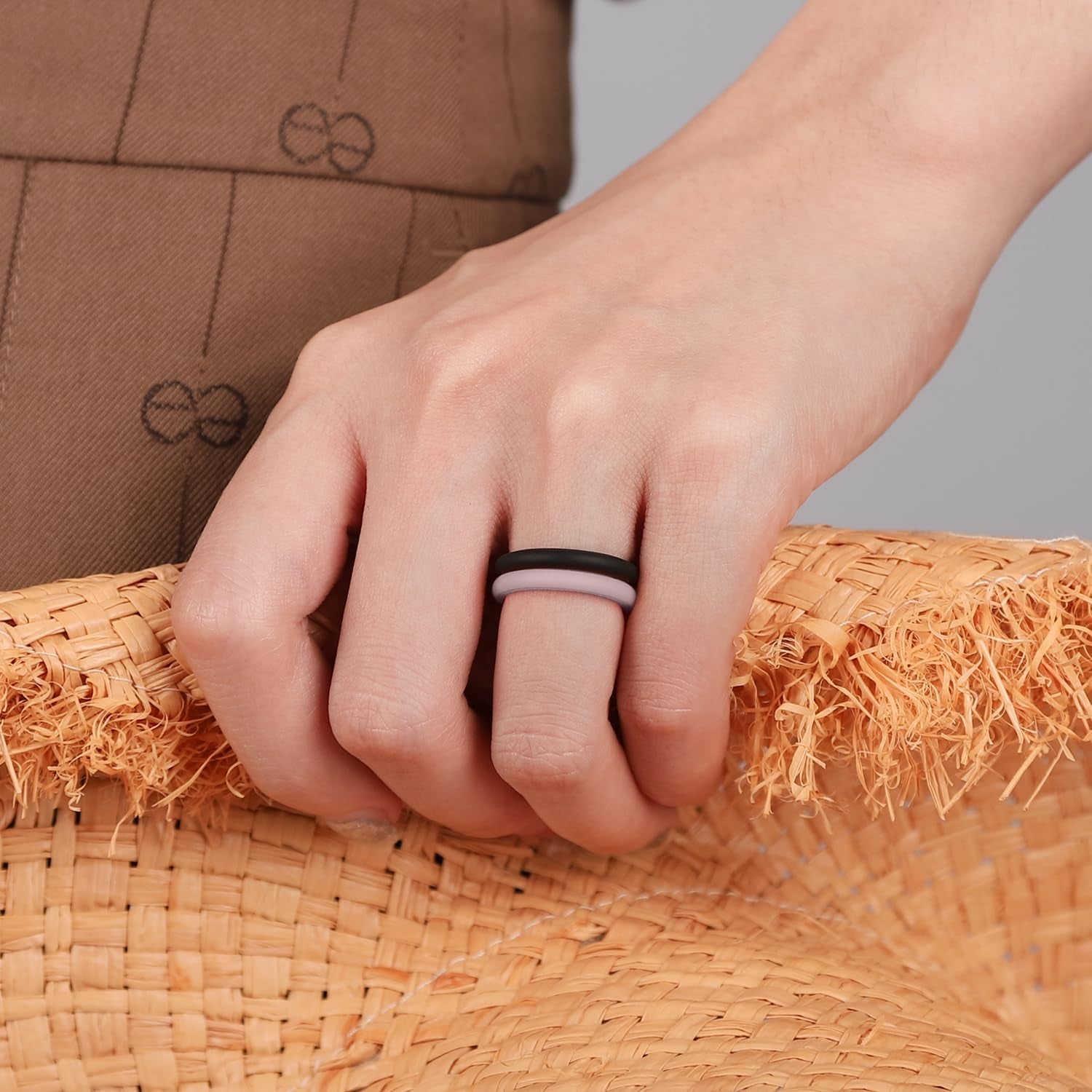 Women'S Bridal Rings Sets, Thin and Stackable Rings Silicone Women Wedding Bands，Rubber Promise Rings for Gift, Anniversary Ring for Work Out- 2.5Mm Width - 1.8Mm Thick