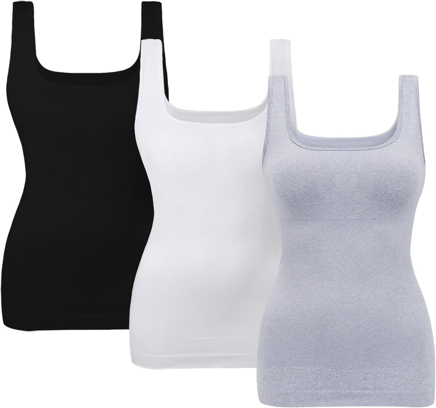 Women'S Tummy Control Shapewear Tank Tops Seamless Square Neck Compression Tops Slimming Body Shaper Camisole