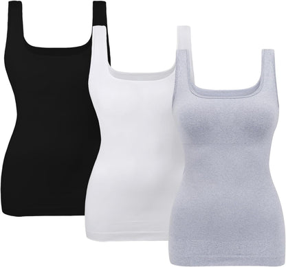 Women'S Tummy Control Shapewear Tank Tops Seamless Square Neck Compression Tops Slimming Body Shaper Camisole