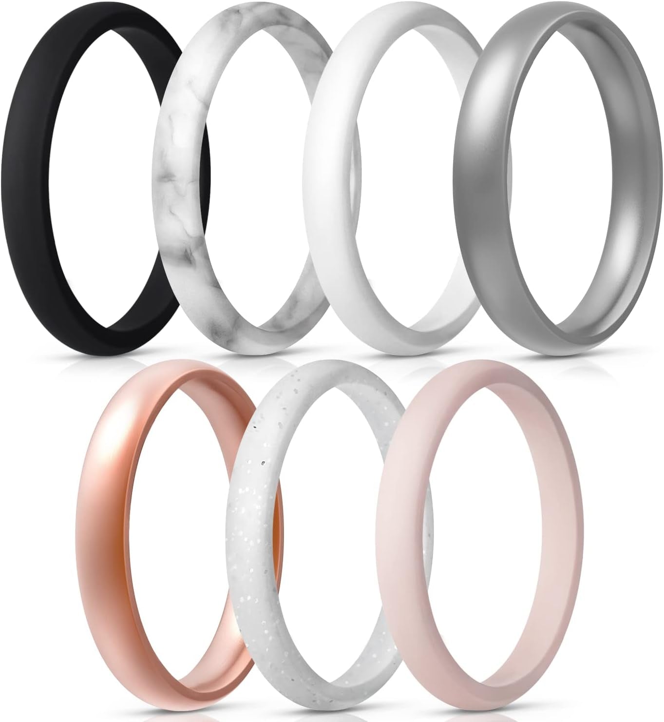 Women'S Bridal Rings Sets, Thin and Stackable Rings Silicone Women Wedding Bands，Rubber Promise Rings for Gift, Anniversary Ring for Work Out- 2.5Mm Width - 1.8Mm Thick