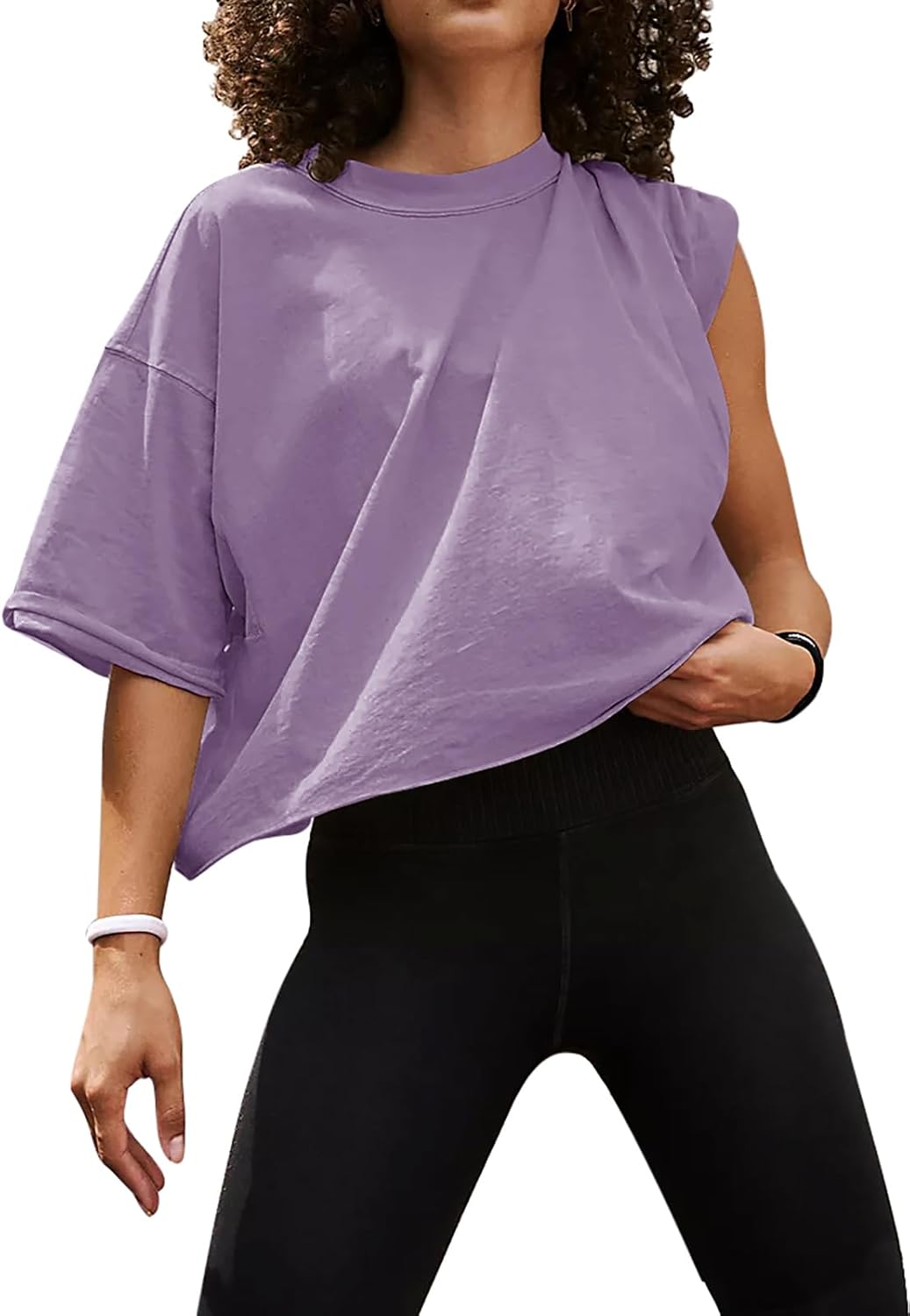 Women'S Comfy Basic Workout Gym Short Sleeve Crop Tops Casual Loose Oversized T-Shirts