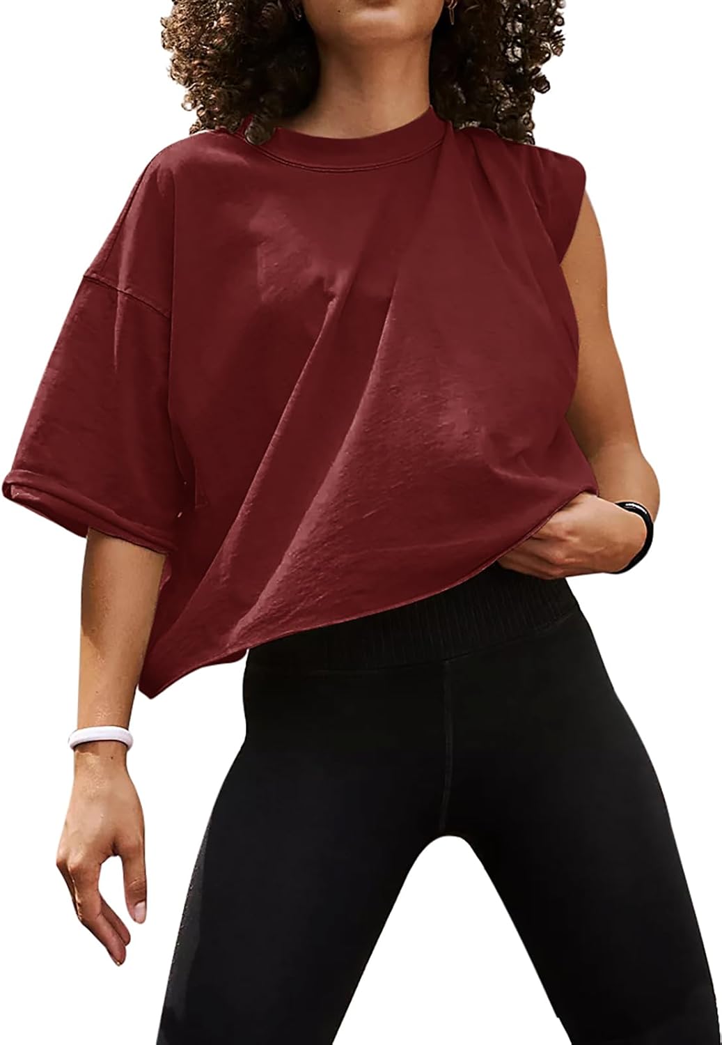 Women'S Comfy Basic Workout Gym Short Sleeve Crop Tops Casual Loose Oversized T-Shirts