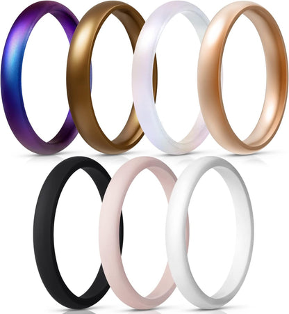 Women'S Bridal Rings Sets, Thin and Stackable Rings Silicone Women Wedding Bands，Rubber Promise Rings for Gift, Anniversary Ring for Work Out- 2.5Mm Width - 1.8Mm Thick