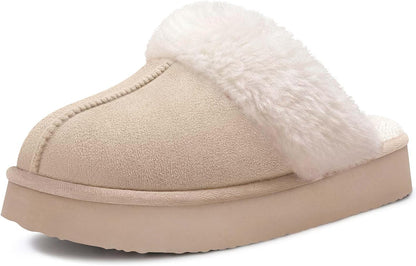 Women'S Fuzzy Memory Foam Slippers Fluffy Winter House Shoes Indoor and Outdoor