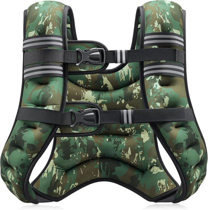 Weighted Vest, 6Lb/8Lb/12Lb/16Lb/20Lb/25Lb/30Lb Weight Vest with Reflective Stripe for Workout, Strength Training, Running, Fitness, Muscle Building, Weight Loss, Weightlifting