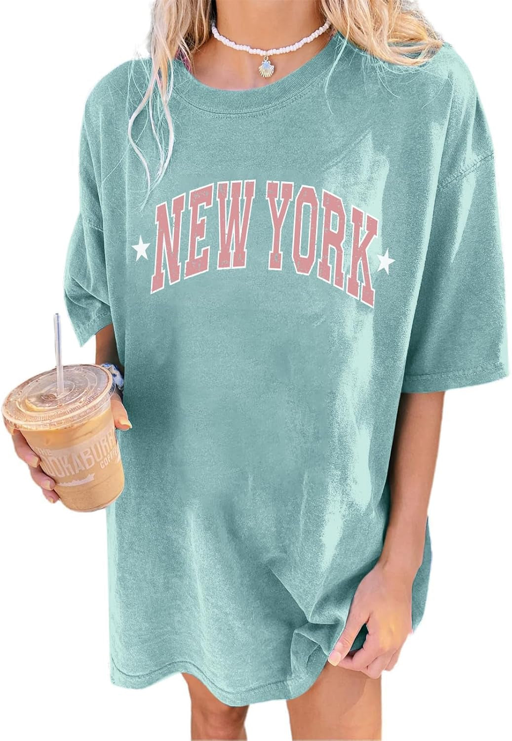 Women'S Casual Oversized T Shirt Short Sleeve Graphic Tee Letter Sun Moon Shirts