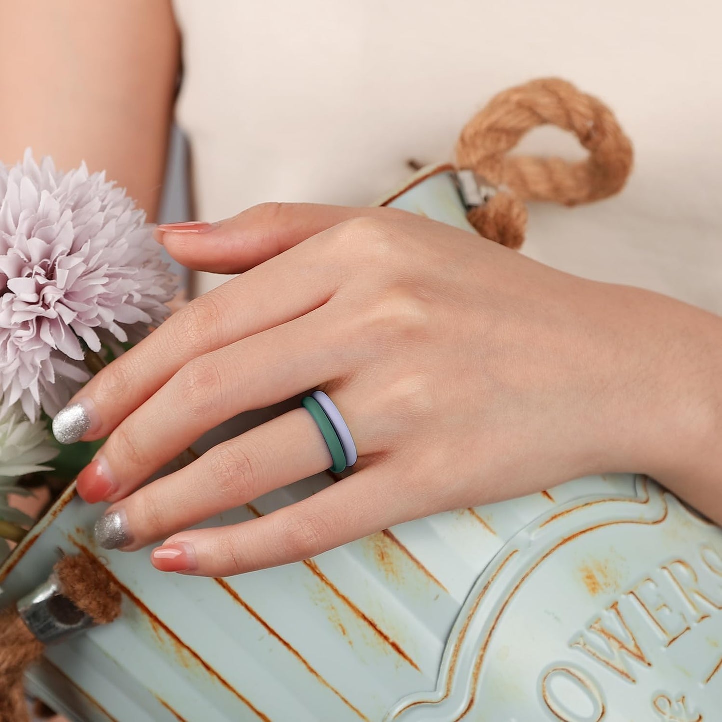 Women'S Bridal Rings Sets, Thin and Stackable Rings Silicone Women Wedding Bands，Rubber Promise Rings for Gift, Anniversary Ring for Work Out- 2.5Mm Width - 1.8Mm Thick