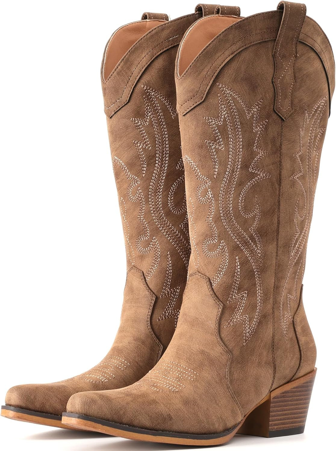 Cowboy Boots for Women Western Cowgirl Boots with Chunky Heel Mid Calf Snip Toe Ideal for Low Insteps