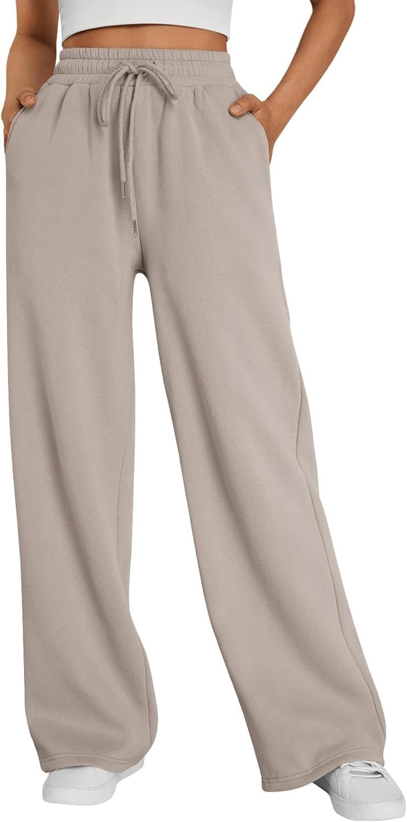 Womens Wide Leg Fleece Lined Sweatpants Winter Baggy Lounge Travel Pants Fashion Outfits 2025 Joggers Clothes