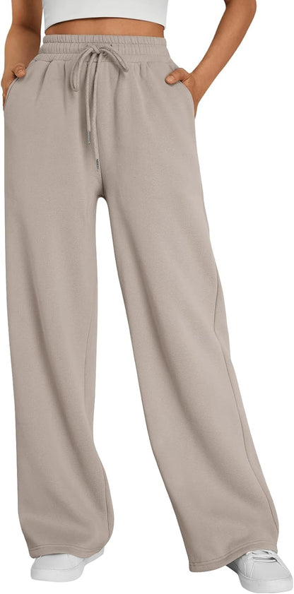 Womens Wide Leg Fleece Lined Sweatpants Winter Baggy Lounge Travel Pants Fashion Outfits 2025 Joggers Clothes