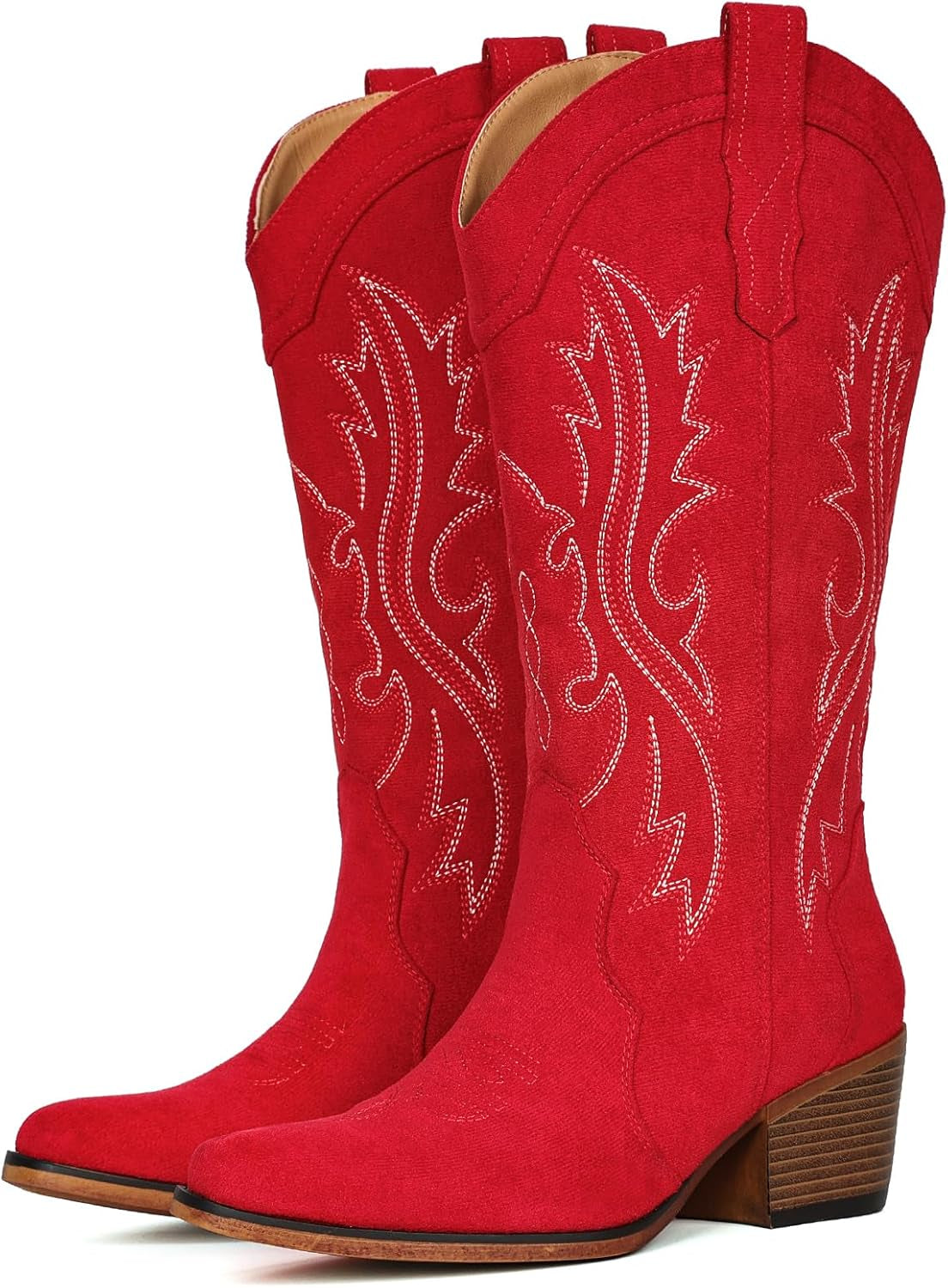 Cowboy Boots for Women Western Cowgirl Boots with Chunky Heel Mid Calf Snip Toe Ideal for Low Insteps