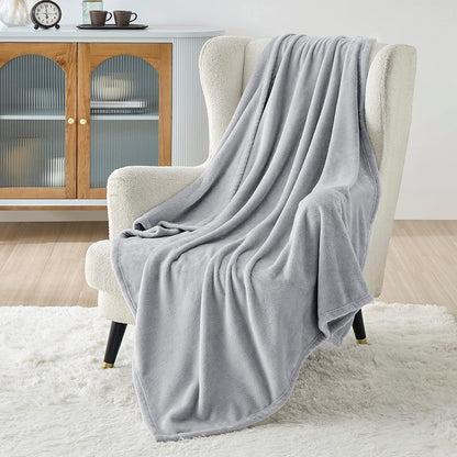 Gentlesoft Fleece Blankets Queen Size Dark Grey - Bed Blanket Soft Lightweight Plush Fuzzy Cozy Luxury Microfiber, 90X90 Inches