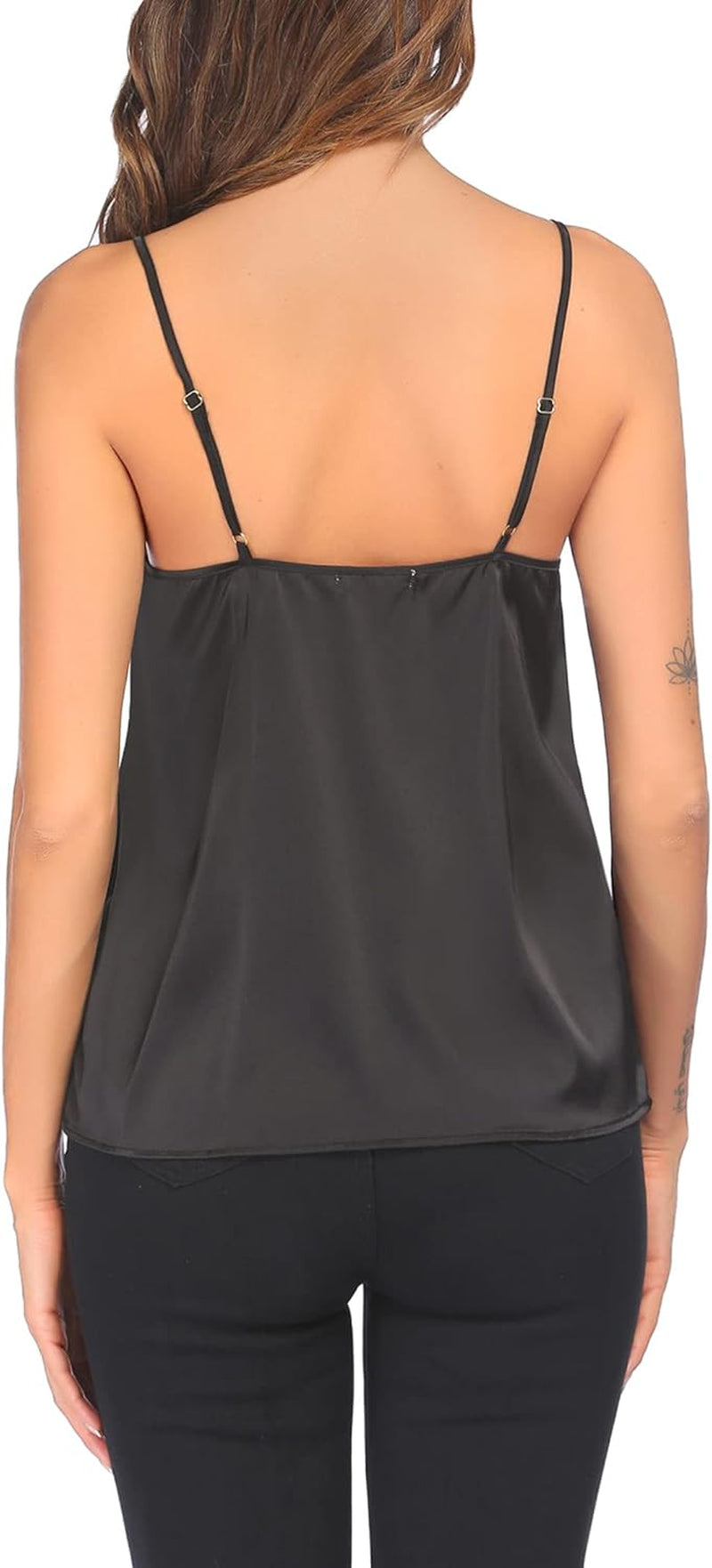 3 Pack: Womens Silk Satin Tank Top V Neck Camisole Cami Spaghetti Strap Top Loose Sleeveless Blouses Tank Shirt